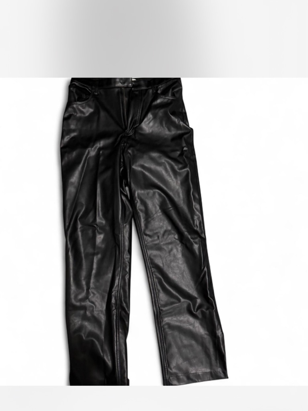 Abercrombie & Fitch Black Faux Leather Straight-Leg Pants